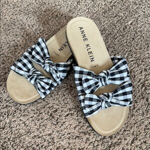 Anne Klein Black & White Checkered Sandals
